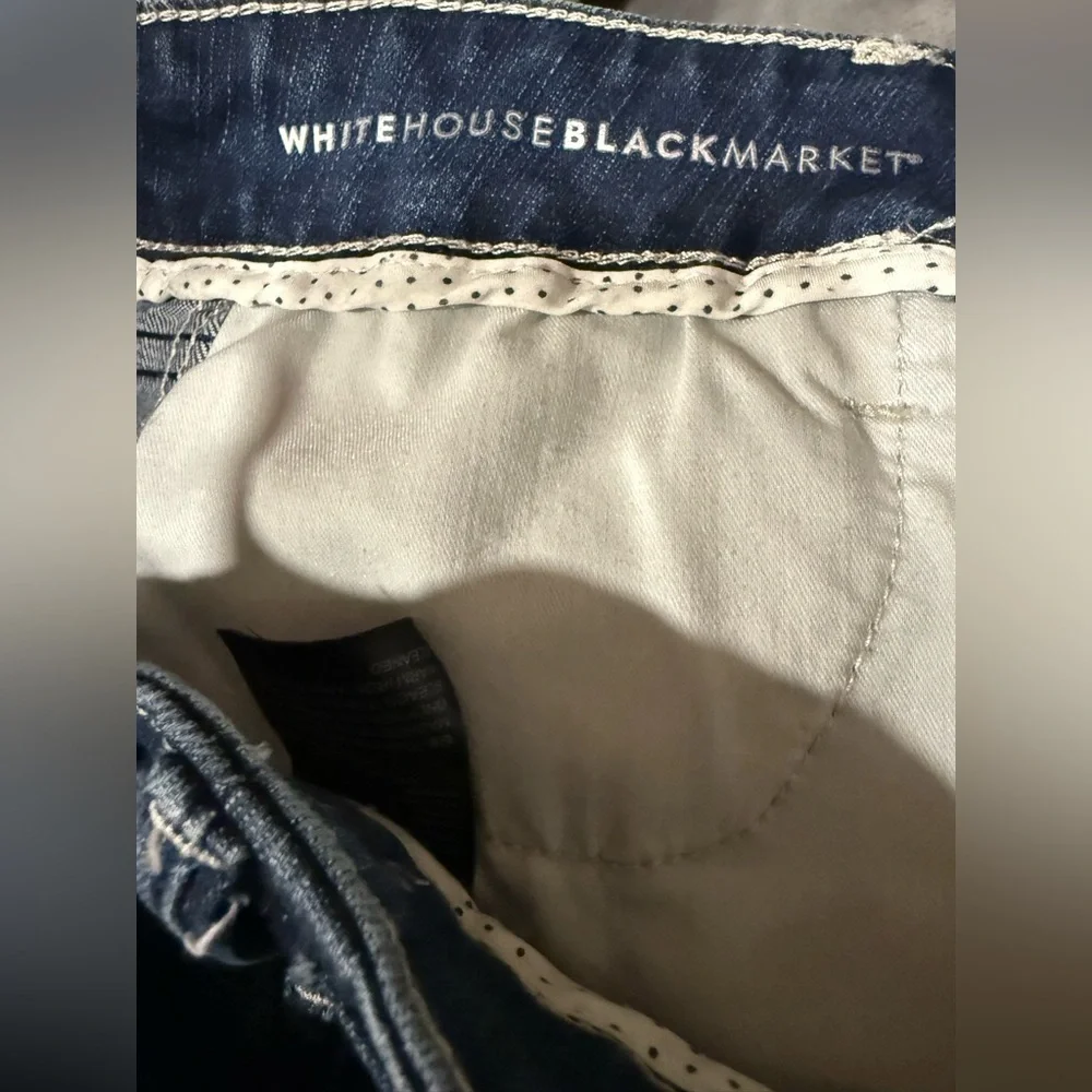 ~White House Black Market High Rise Straight Crop Blue Denim - Picture 7 of 9